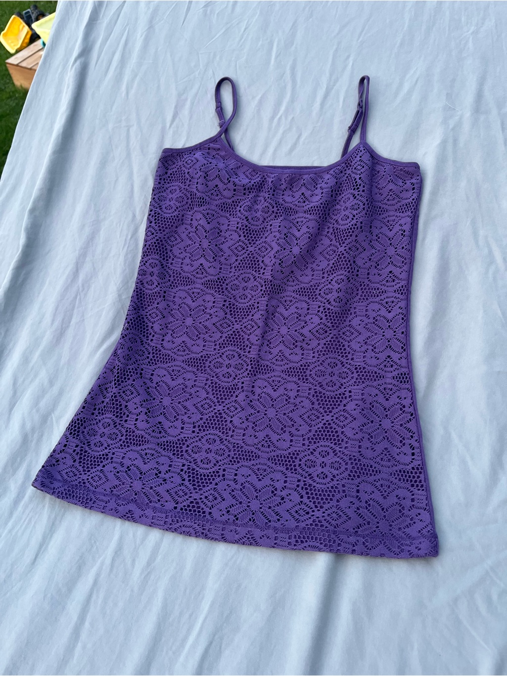 Purple Lace Crochet Cami Tank Top - Women's Small